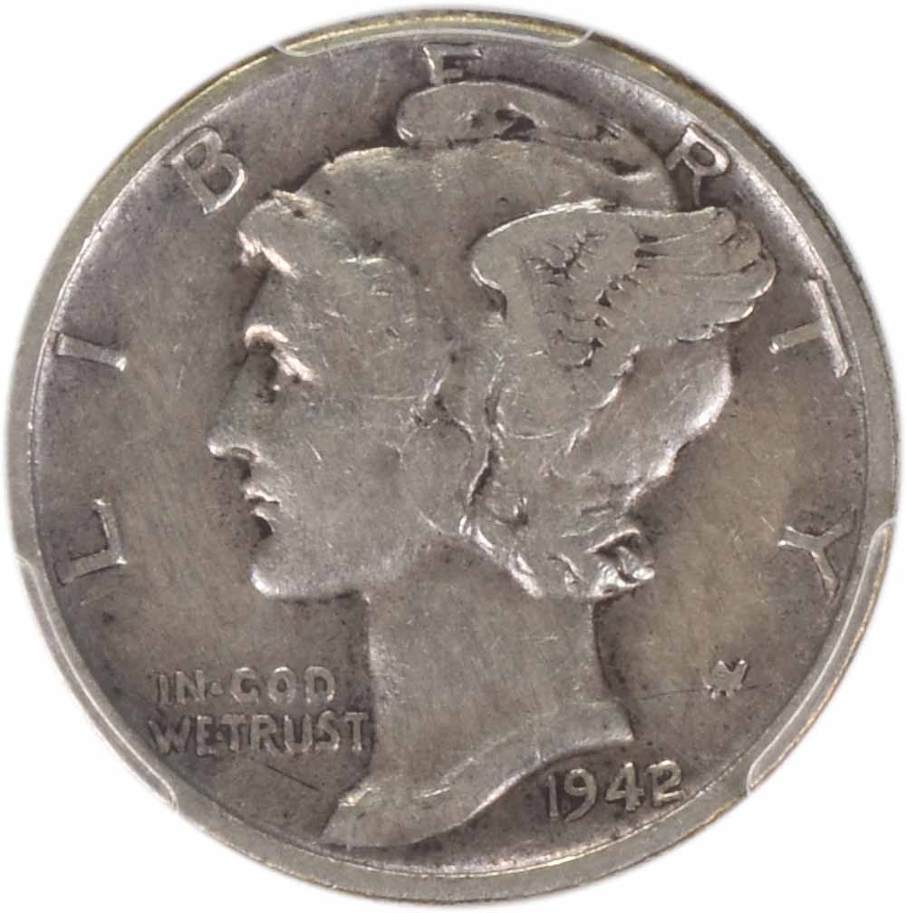 1942/1 Mercury Silver Dime VF25 PCGS
