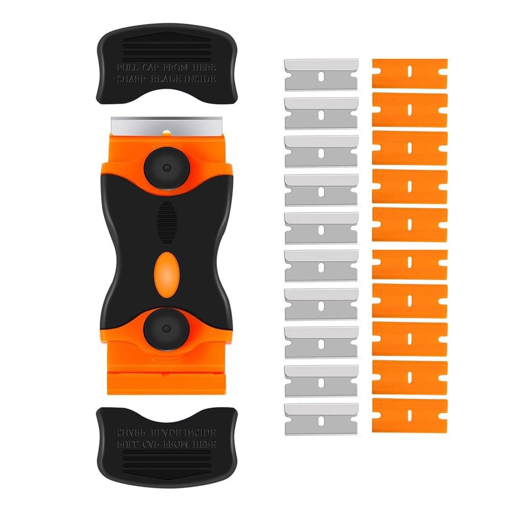 Razor Blade Scraper, 2in1 Double Edged Razorblade Scraper Tool with 20Pcs Raz...