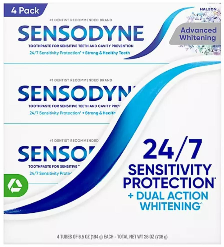 Sensodyne Maximum Strength & Extra Whitening (pack of 4) Net Wt 6.5 oz(184g)per