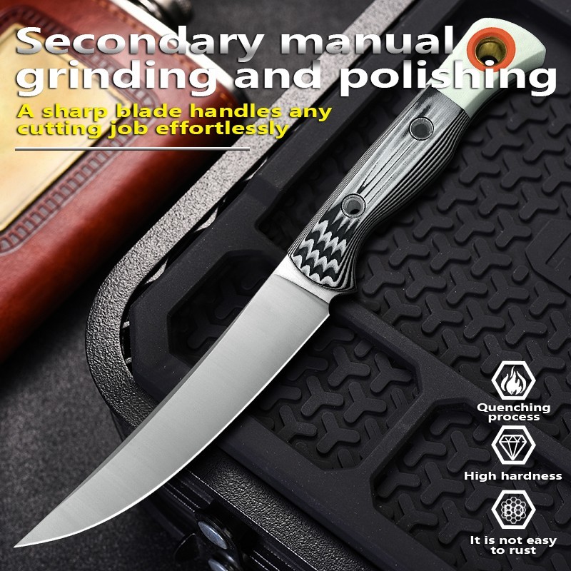 Durable Camping Fixed Blade Knife | Quenched Steel Blade | Non-Slip ABS Handle