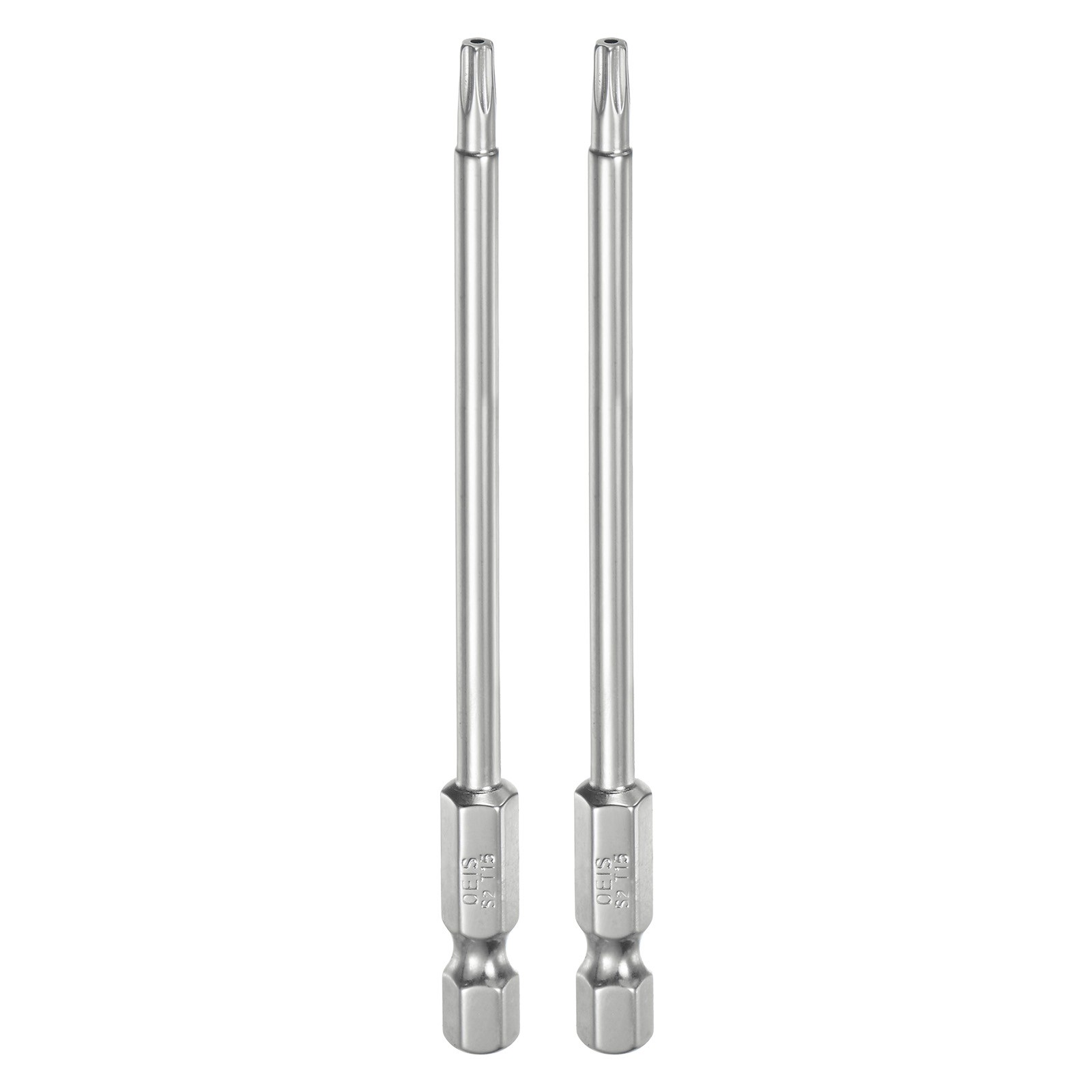 2pcs T15 Security Torx Bit 1/4" Hex Shank 4" Long Tamper Resistant Star Bits