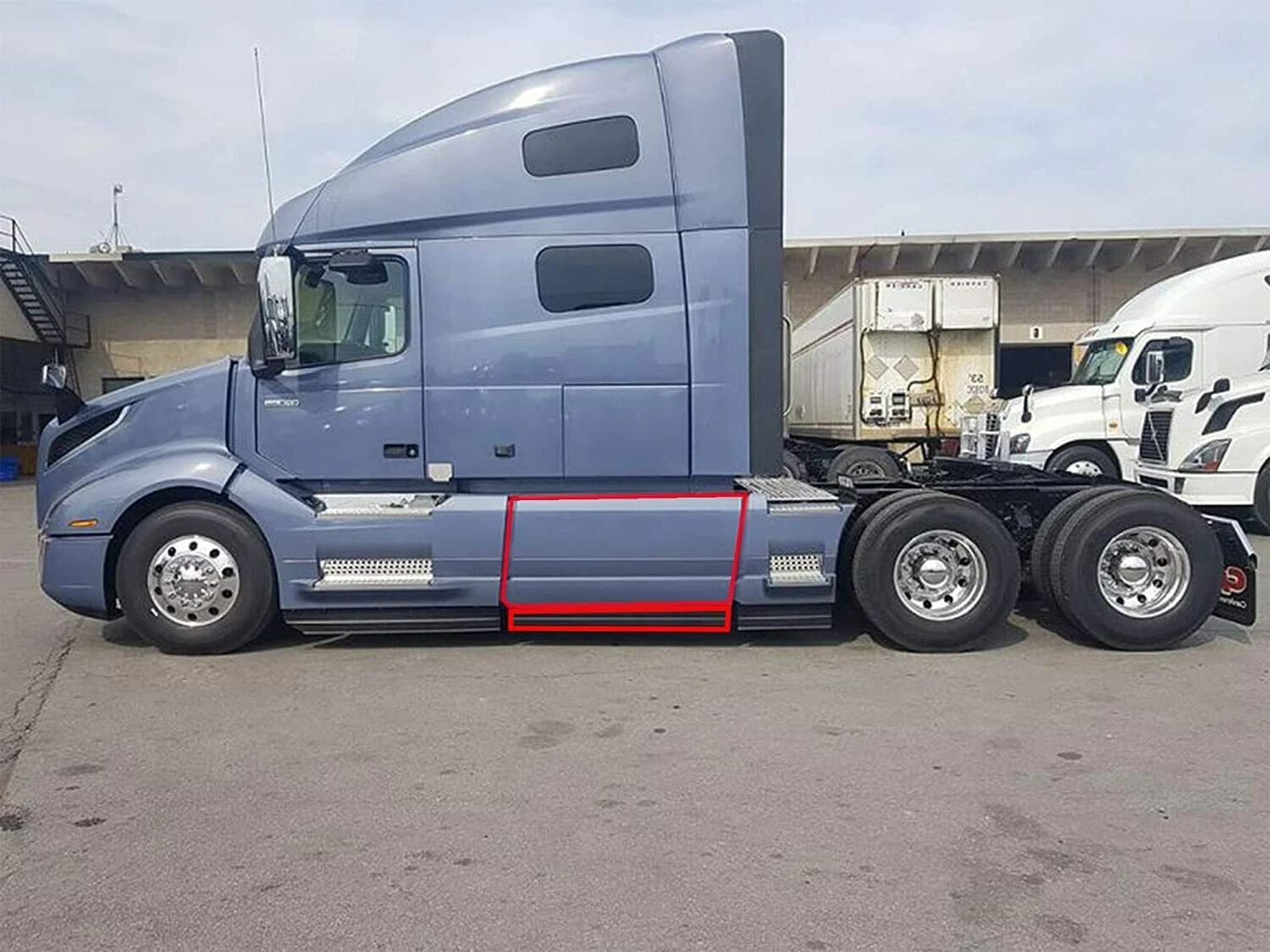 Side Middle Fairing Panel 71" Left Rubber Stripe Compatible with Volvo VNL 2018+