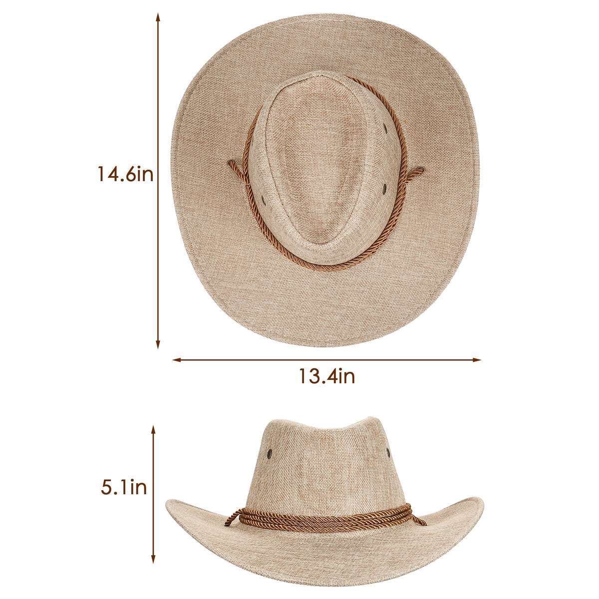 Mens Women Cowboy Fedora Hat Summer Wide Brim Linen Mesh Bucket Cap Outdoor Hats