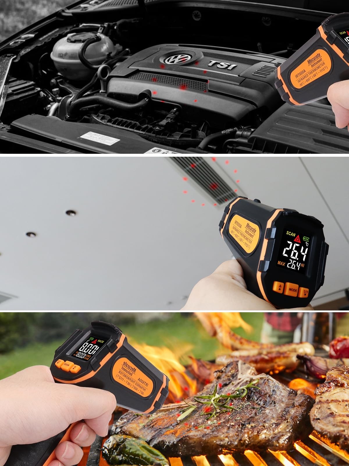 Infrared Thermometer Gun -58°F to 1112°F, Laser Temperature Gun with Adjustab...
