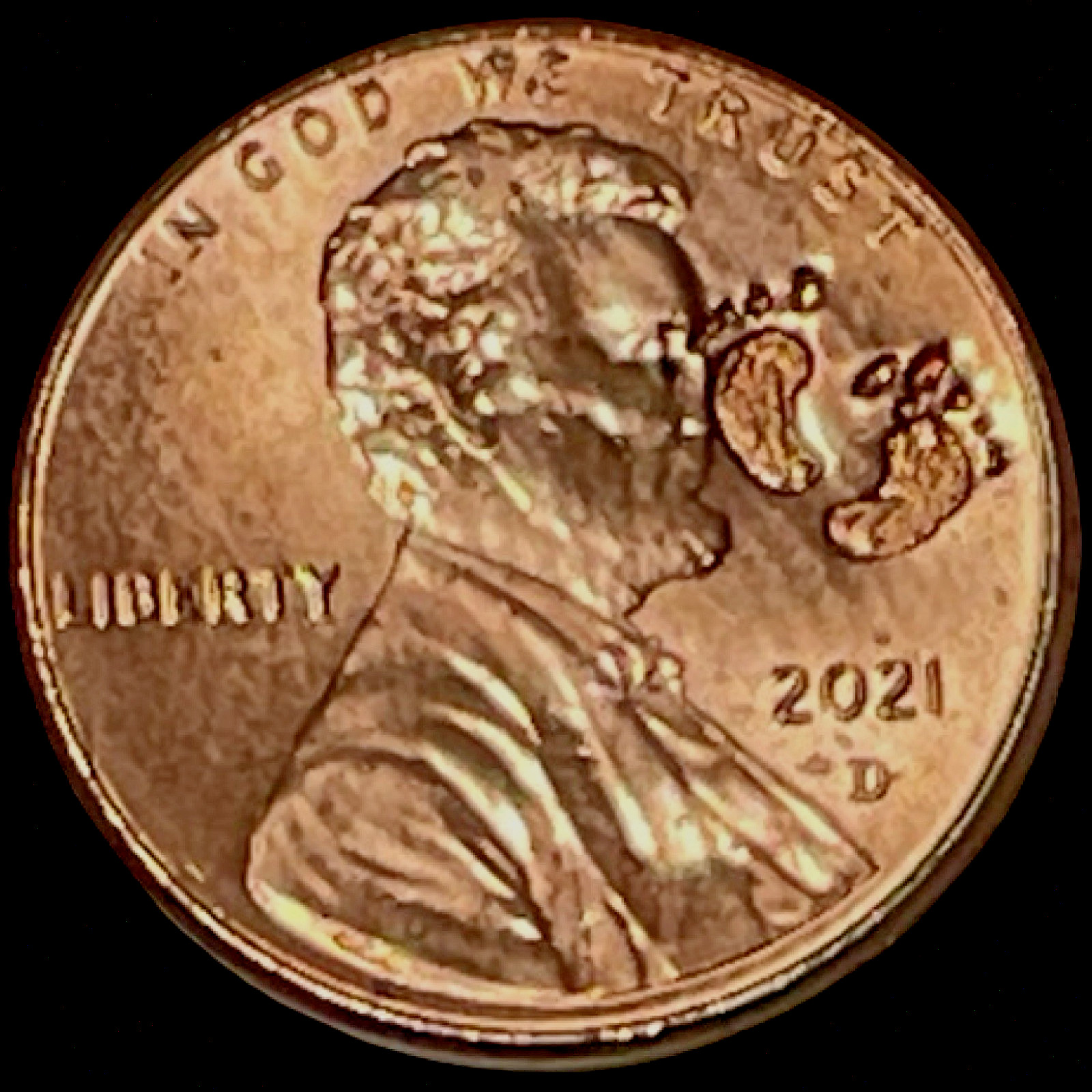 2021 Newborn Baby Feet Counterstamp Imprint Lincoln Cent Infant Lucky Charm Coin