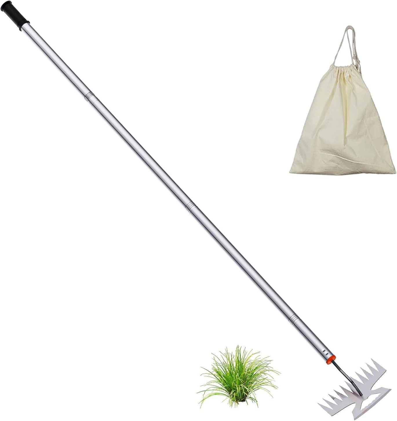 New Adjustable Uprooting Weeding Tool with Long Handle,11-Teeth Weed metallic