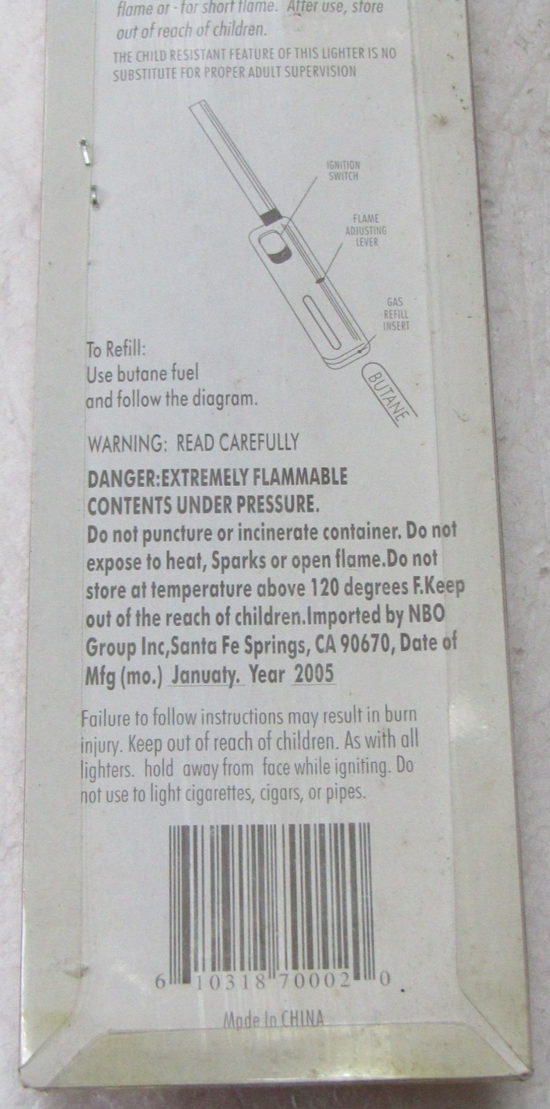 Refillable Butane Gas Lighter Adjustable Flame Safety Trigger for BBQ Camping