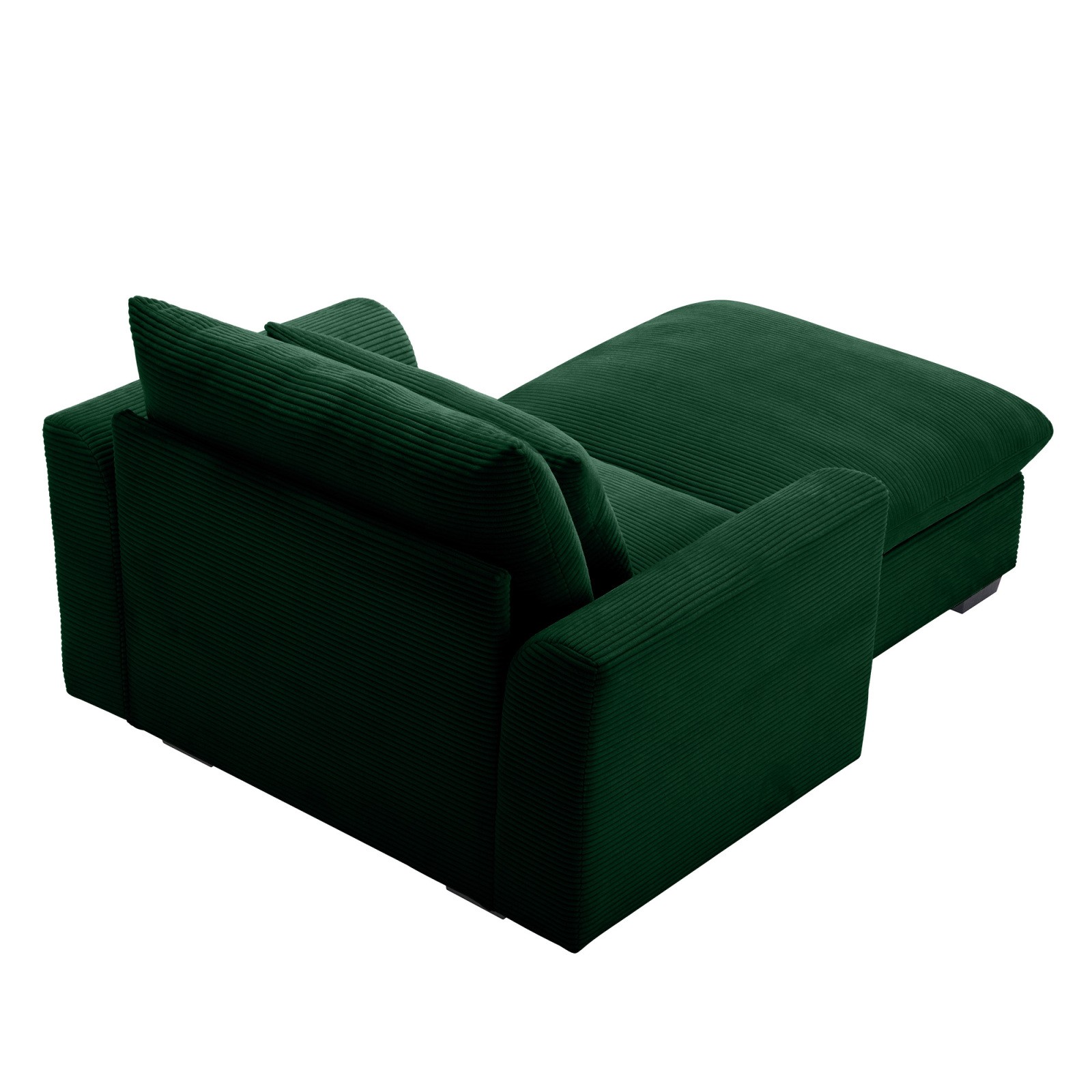 Green Corduroy Modular Sofa with Storage Ottoman, Deep Seat