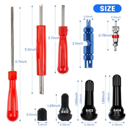 45PCS Tire Valve Stem Tool Kit – Replace Valve Stems Without Removing Tire,
