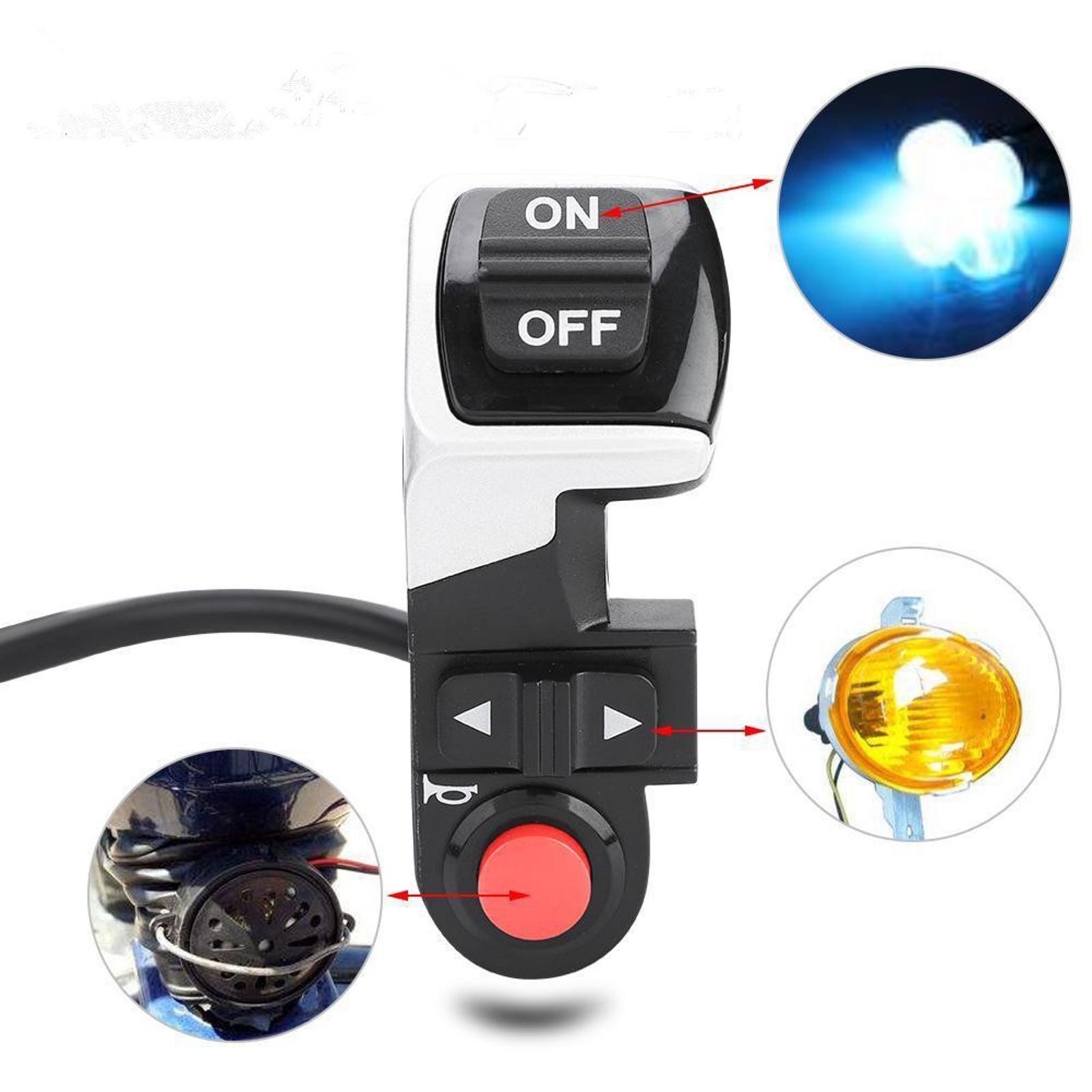 22.5mm Motorcycle Scooter Handlebar On Off~Turn Signal~Headlight~Horn Switch a