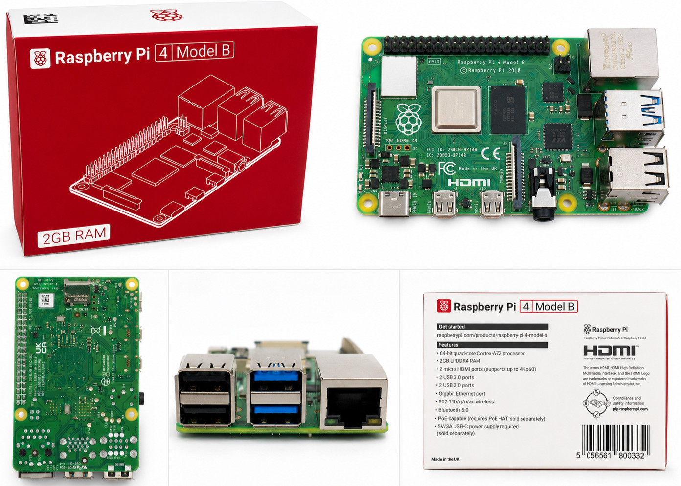 Raspberry Pi 4 Model B 2GB RAM Single Board Computer New In Box Genuine