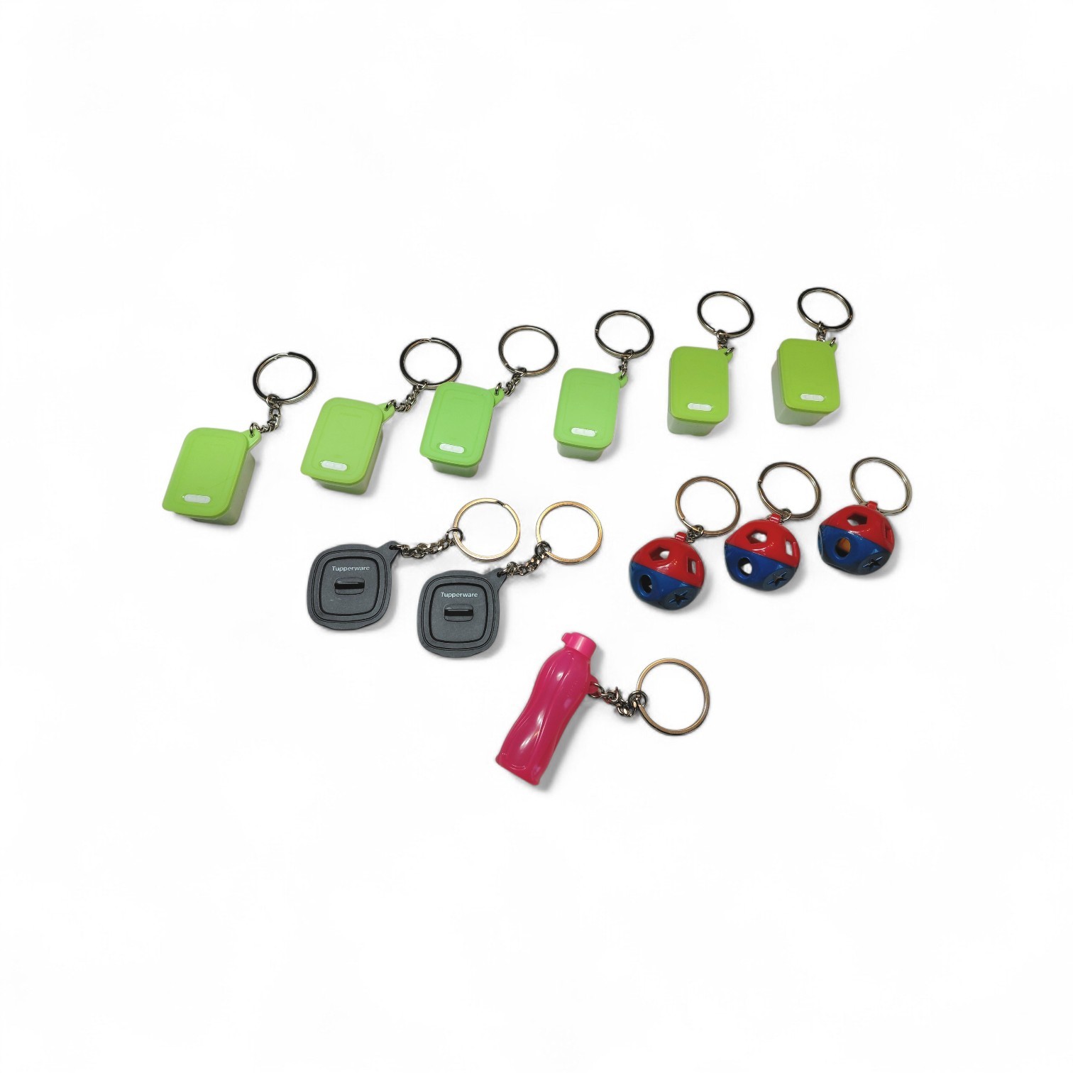 12 Assorted Tupperware Keychains, read description