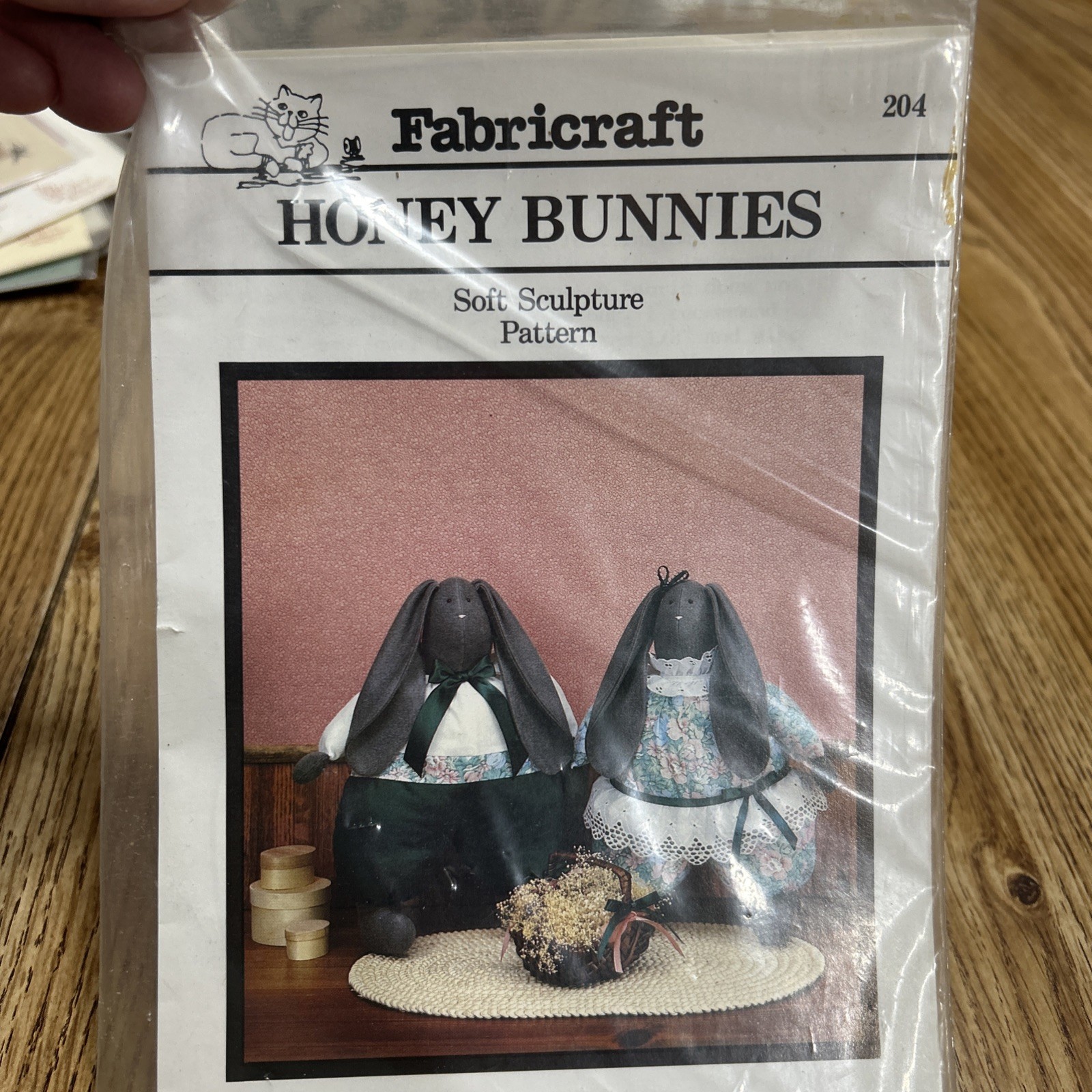 1988 Fabricraft "Honey Bunnies" Soft Sculpture Pattern, Two Huggable 14" Bunnies