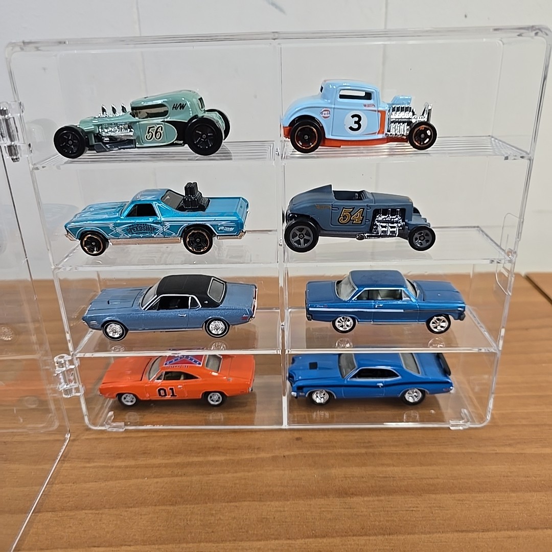 Clear Acrylic Display Case 1:64 Scale Diecast Cars INCLUDING Muscle CARS x 8
