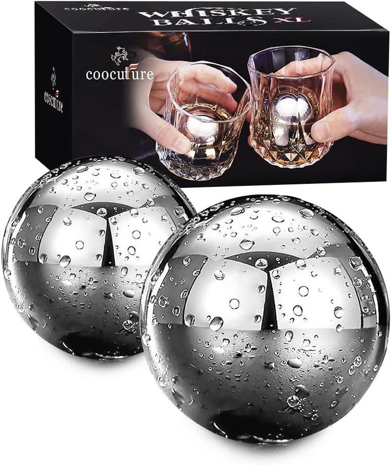 Whiskey Balls Reusable Stainless Steel Metal Ice Sphere Cubes Beverage Chilling