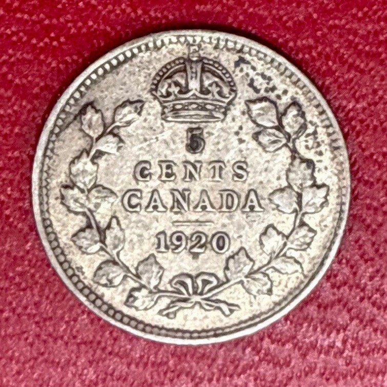 1920 Canada Silver! 5 Cents! ENN Coins