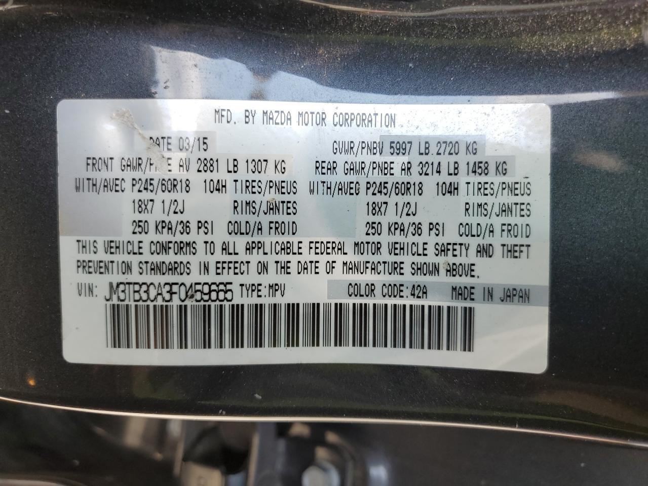 CX-9 2015 Glove Box 4862475