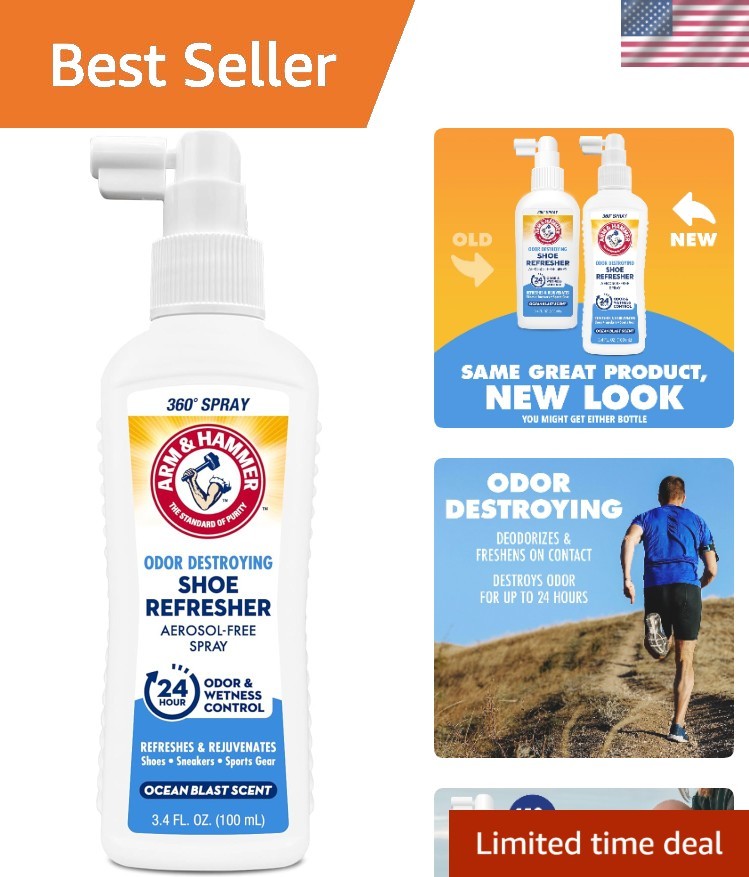 Ocean Blast Shoe Refresher Spray - 3.4 oz Odor Eliminator for All Day Freshness