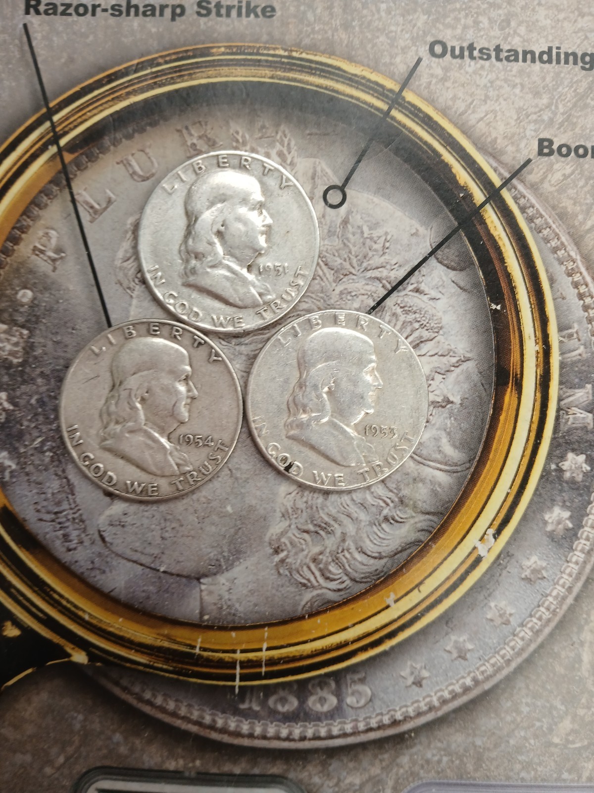 Silver 90% 1951 S, 1953 S, 1954 S Mint Franklin Half Dollars T-395