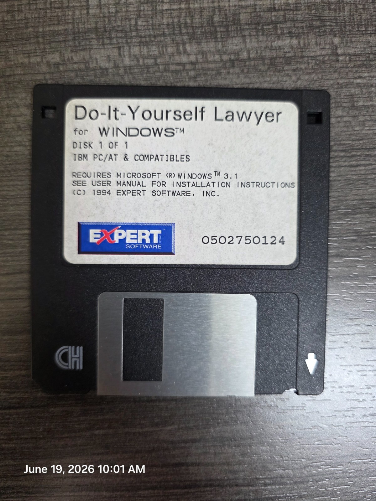 Vintage Do It Yourself Lawyer Computer Software for Windows on floppy disk