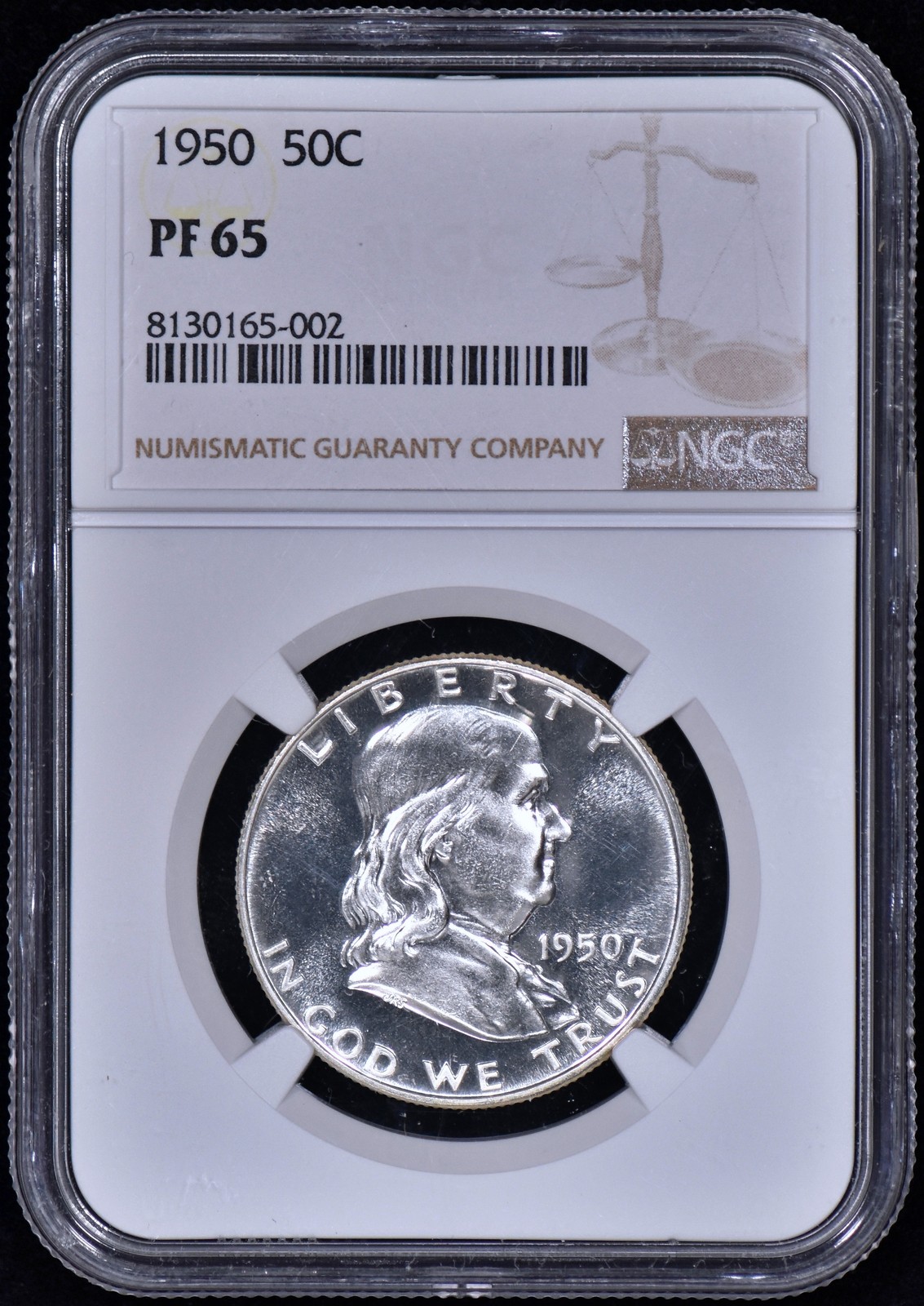 1950 Proof Franklin Half Dollar 50c NGC PF65 (PR65) - Nice White Coin!