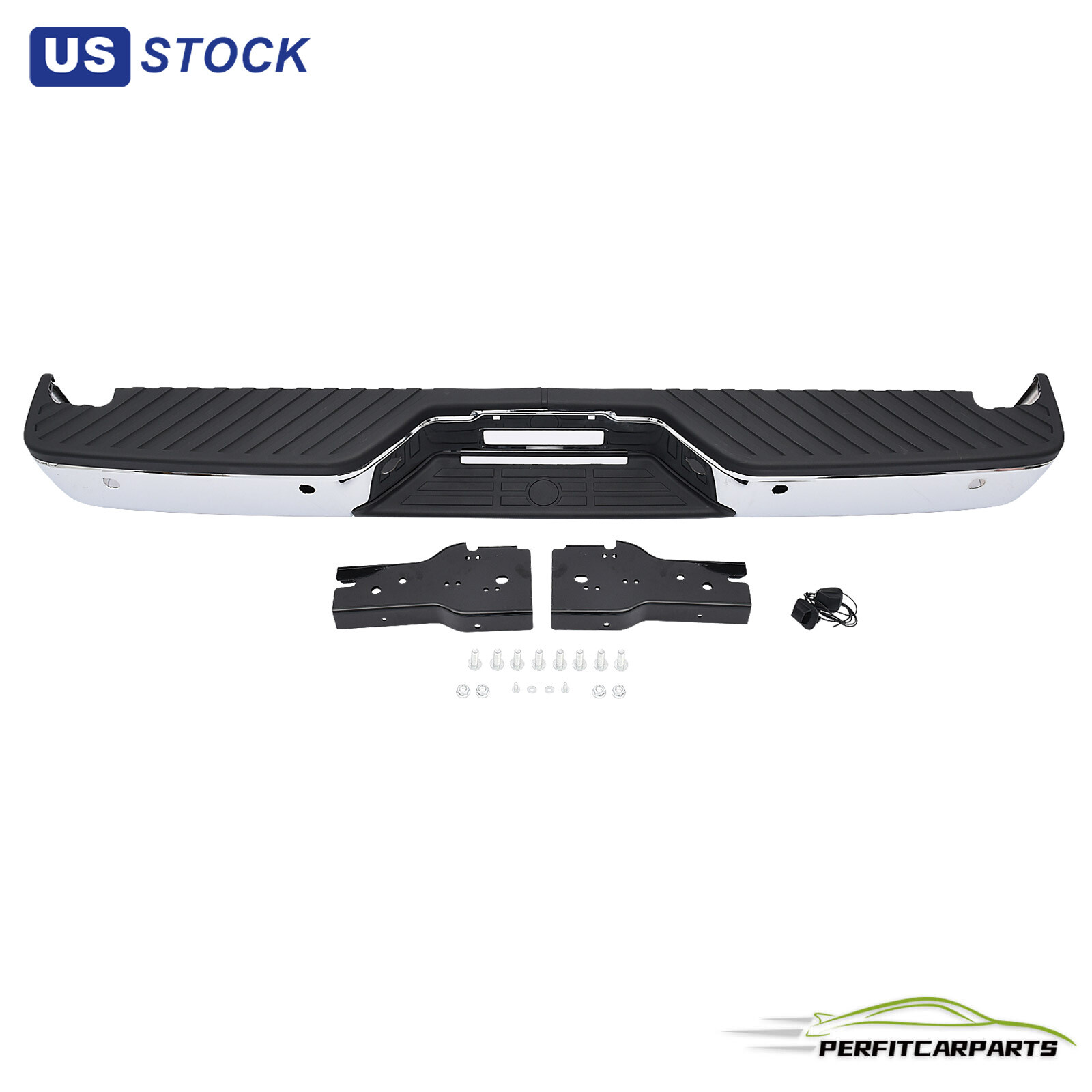 New Chrome Rear Step Bumper Assembly w/ Sensor Holes For 2004-2015 Nissan Titan