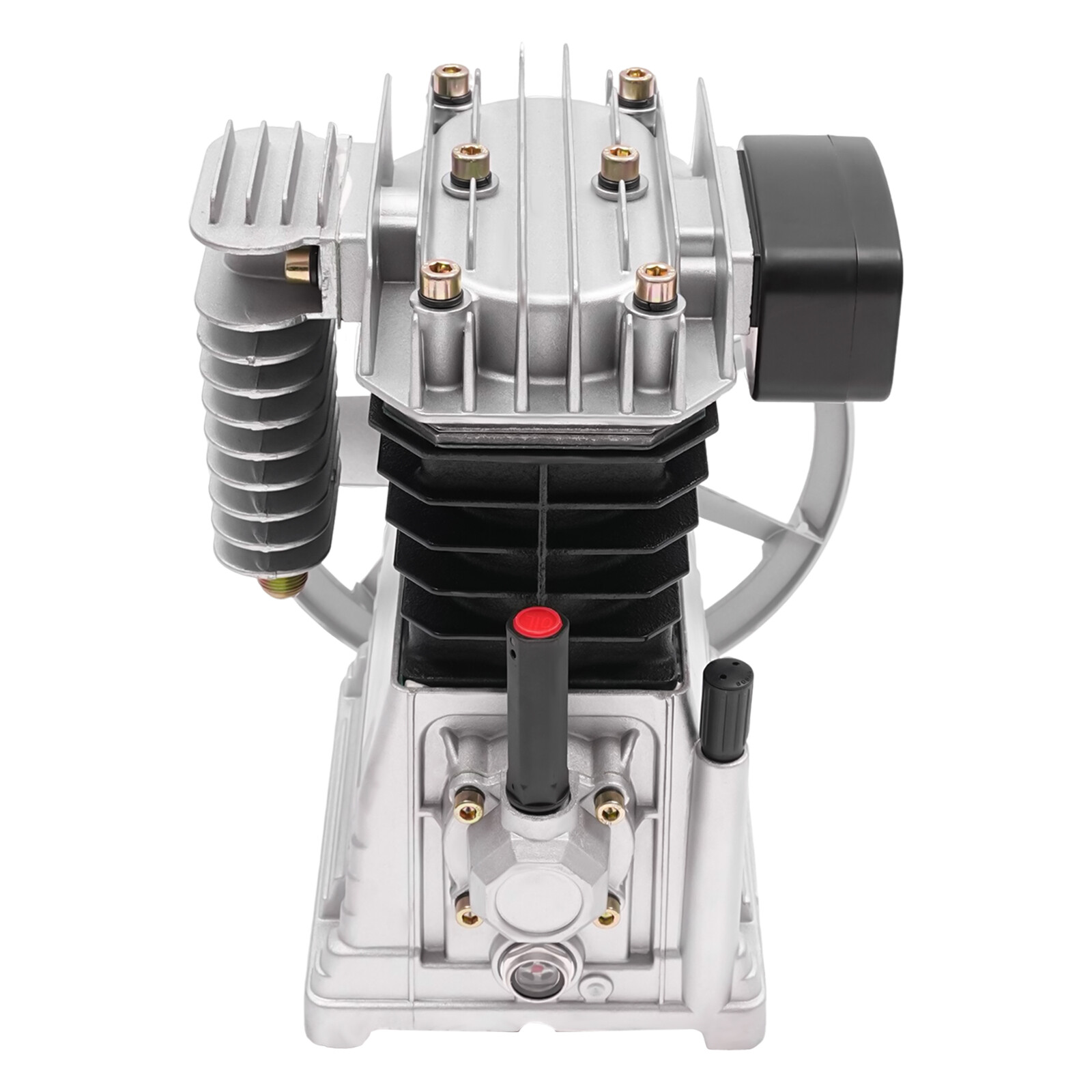 3HP Air Compressor Pump Head 2 Cylinders Piston Air Compressor Pump Head Silver