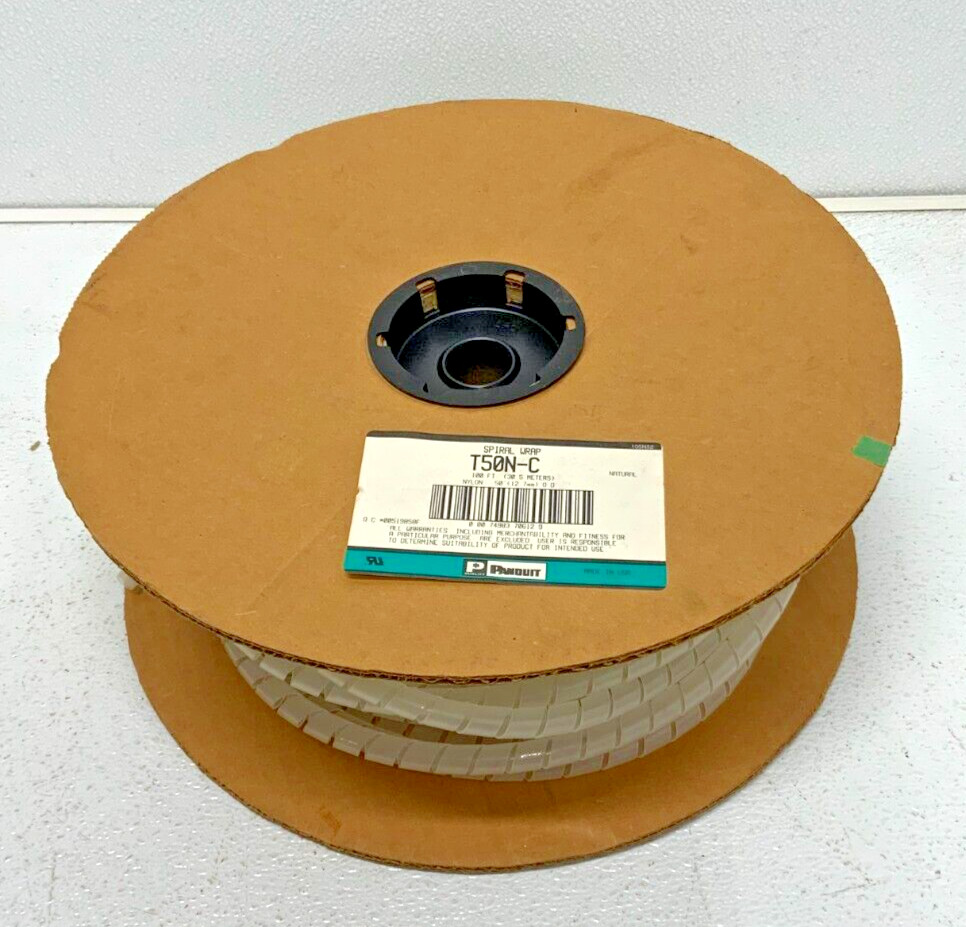 Panduit T50N-C Spiral Wrap Nylon Abrasion Protection Wires Cables Tubing 50' 48D