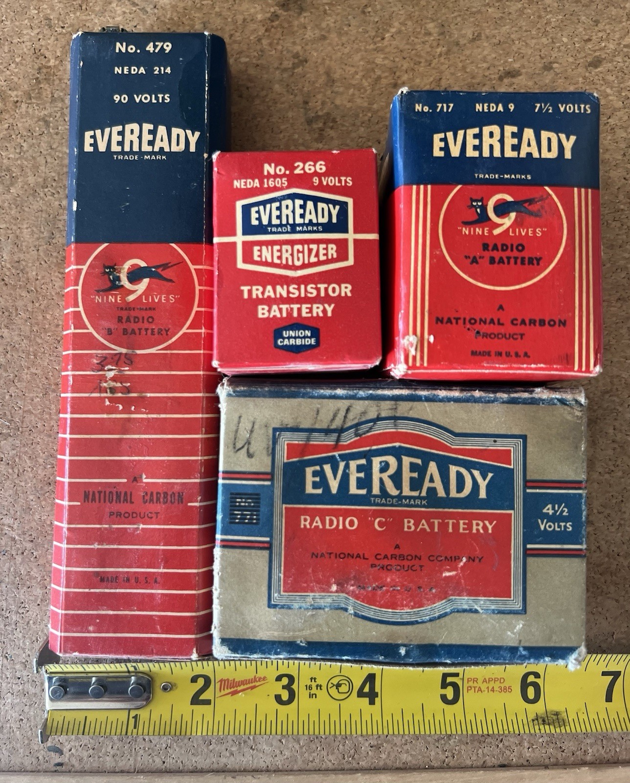 Lot of 4 Vintage Eveready Radio Battery for display only - No. 479 266 771 717