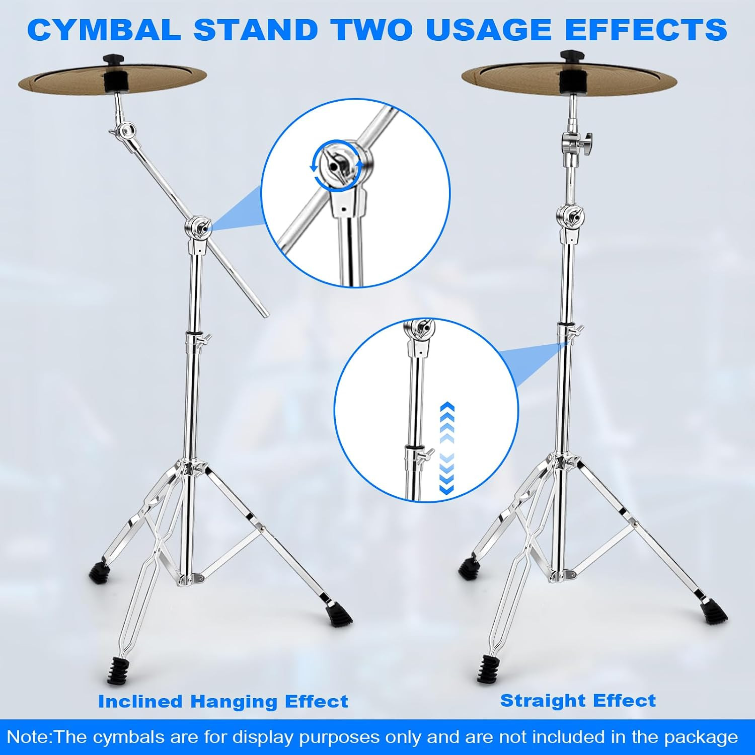 Cymbal Stand 2Pack, Standard Cymbal Boom Stand Adjustable 30"-58" Ride and Crash