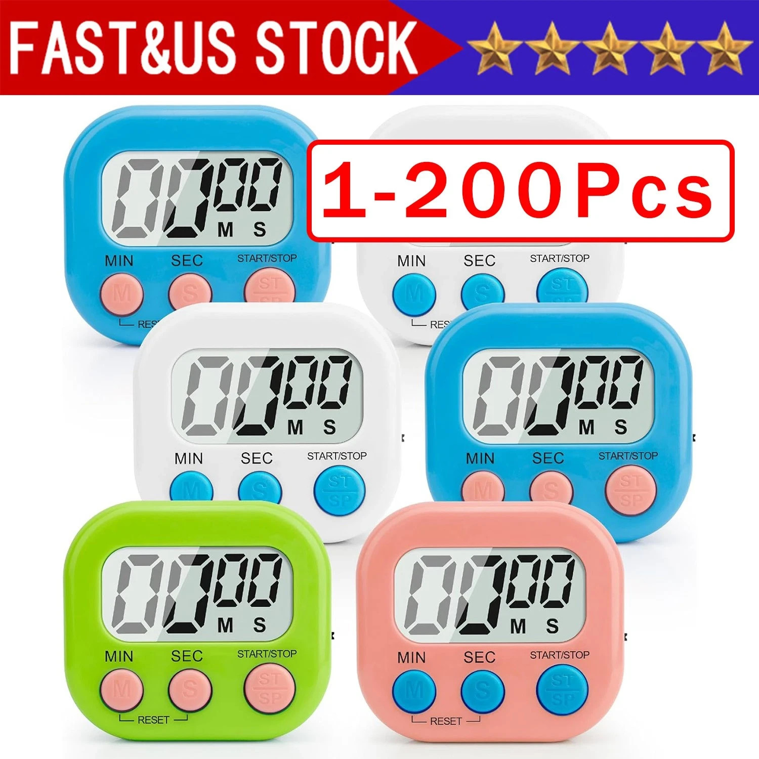 Large LCD Digital Kitchen Cooking Timer Count Down Up Clock Loud Alarm Magnetic