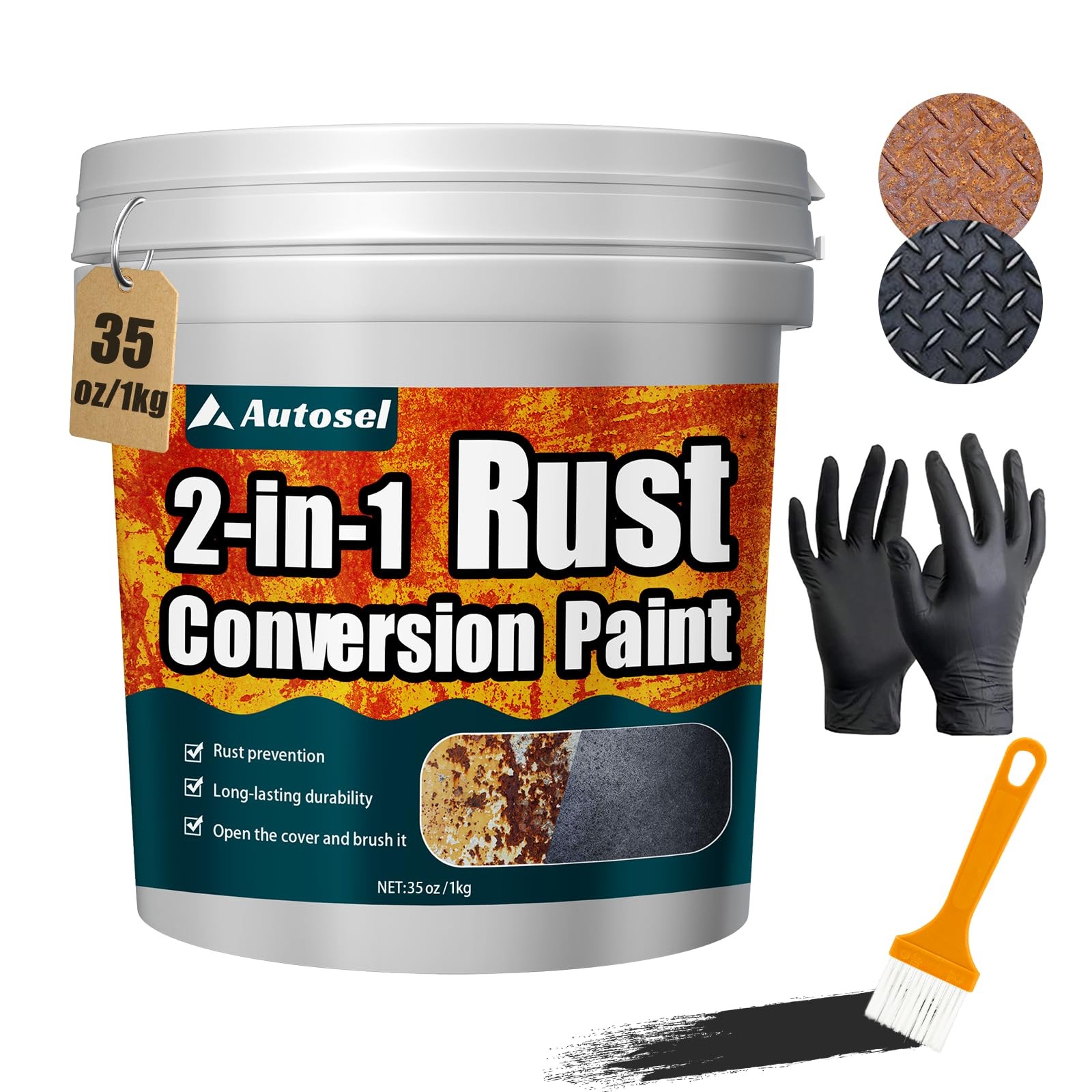 2-in-1 Rust Converter & Metal Primer, Stops 34.99 Fl Oz (Pack of 1), Black