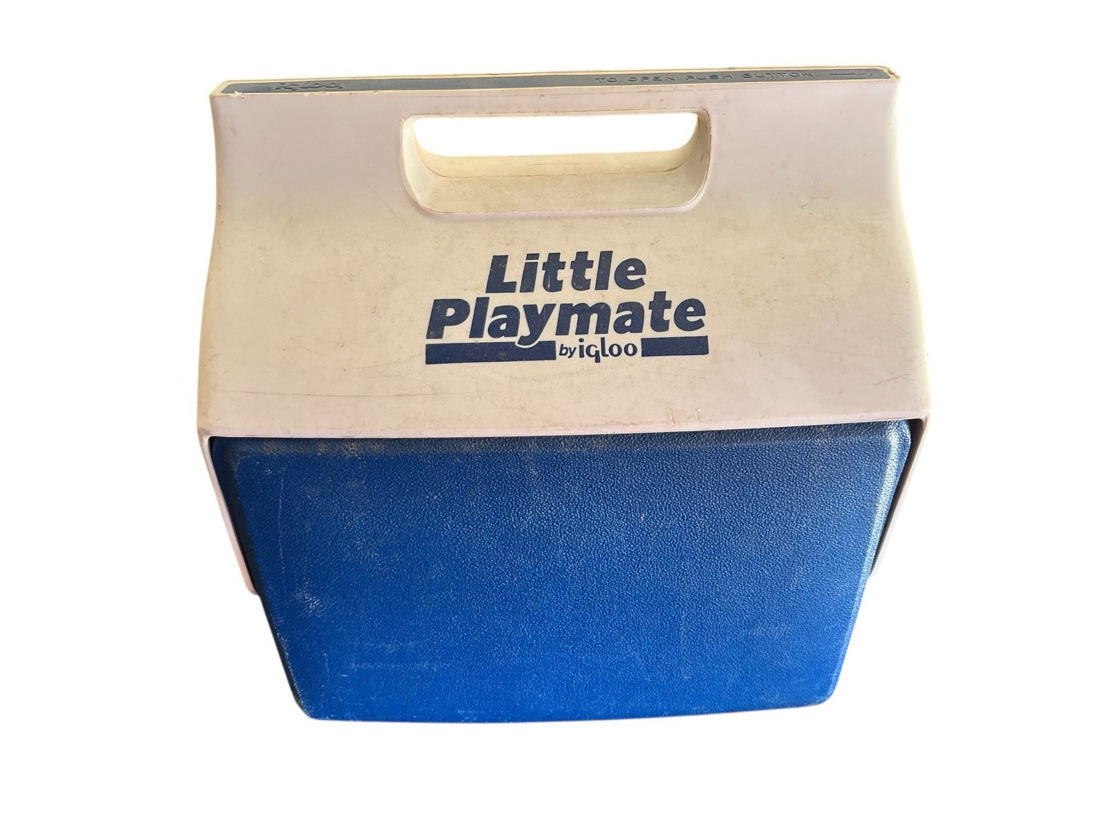 Vintage Igloo 1990 Little Playmate Cooler Blue 7QT Push Button Lid Made in USA