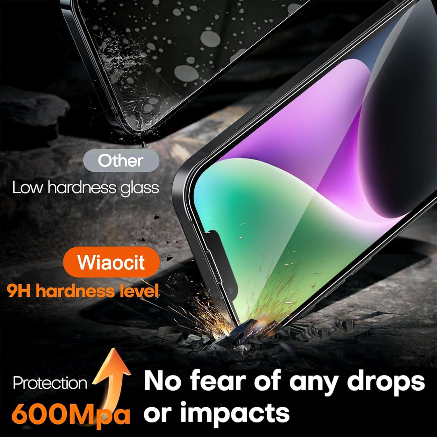 3 Pack Tempered Glass Screen Protector for Iphone 14 with 3 Pack Camera Lens Pro