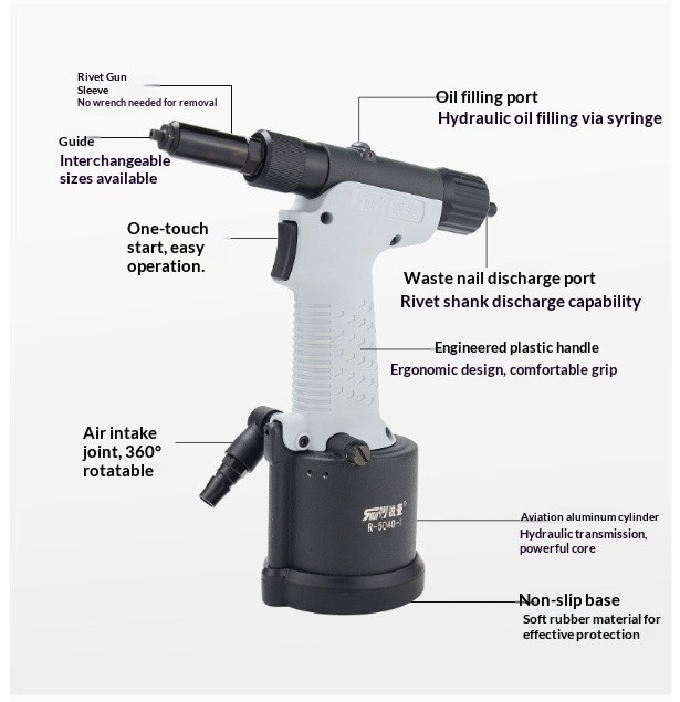 Nail Hydraulic Blind Rivet Gun Pneumatic Riveter Riveting Tool 2.4/3.2/4/5/6.4mm