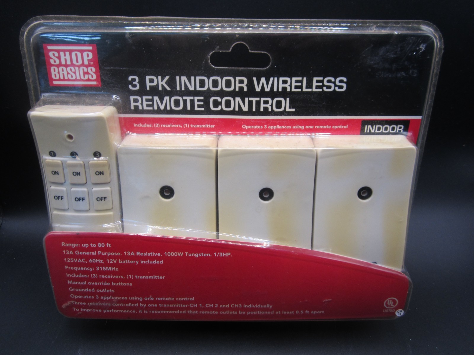 Shop Basics 3pk Indoor Wireless Remote Control 3 Channels NEW Sealed Electronic