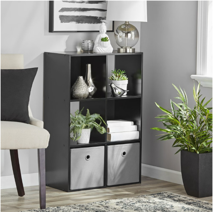 Mainstays 6 Cube Storage Organizer, Black