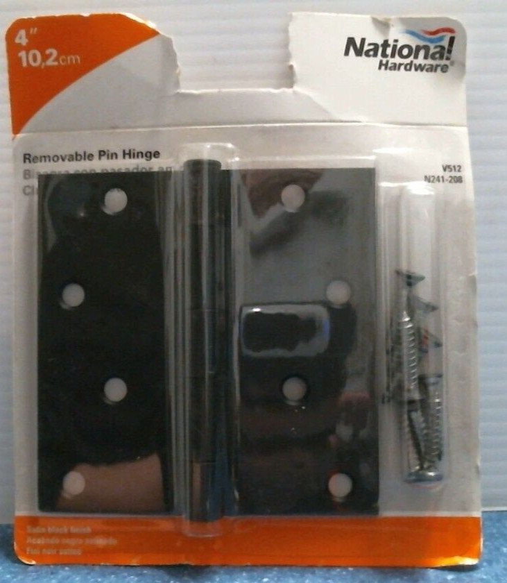 National Hardware 4" Removable Pin Hinge, Black (N241-208) FS