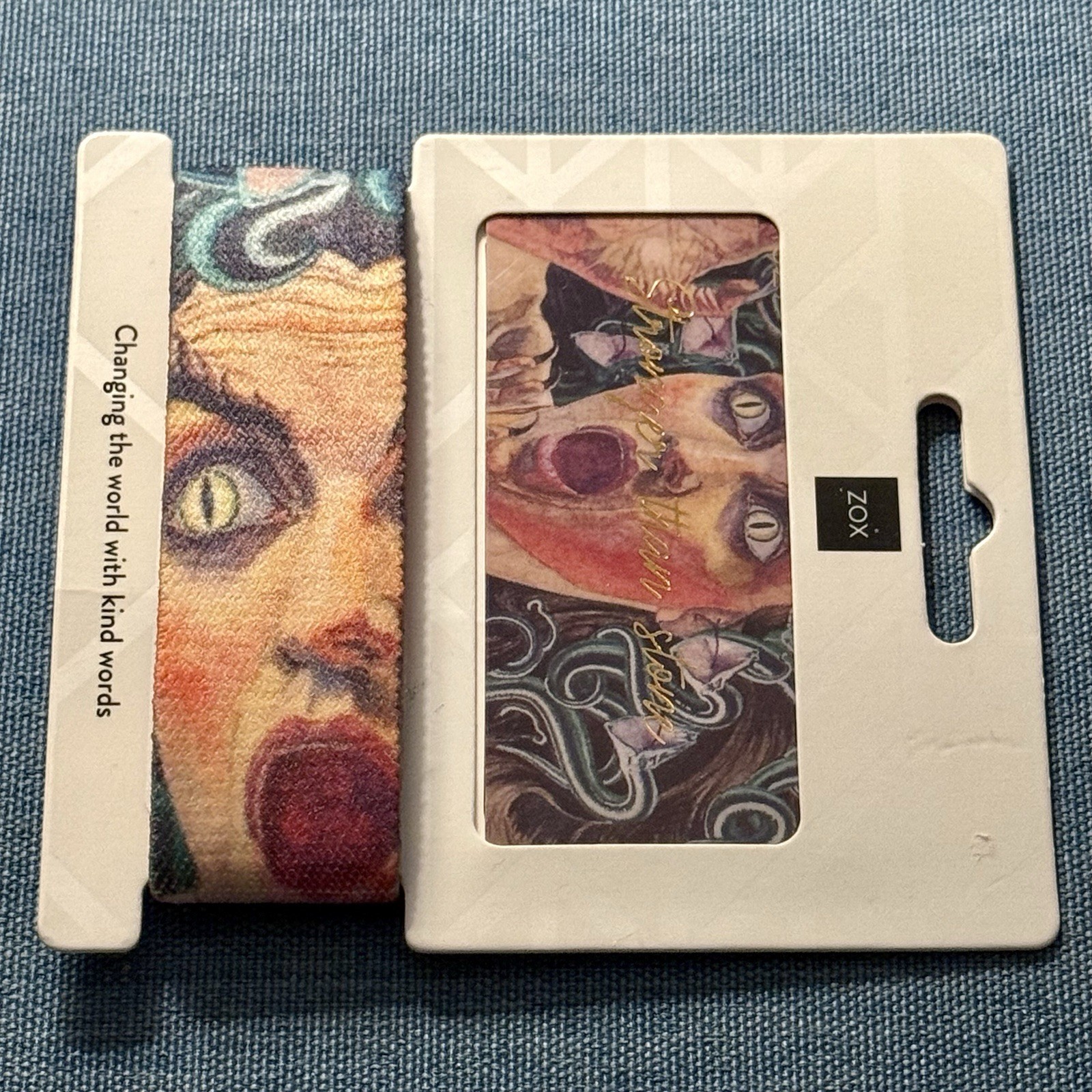 New! ZOX Strap *STRONGER THAN STONE* Sz OS/MEDIUM - Reversible Wristband w/ Card