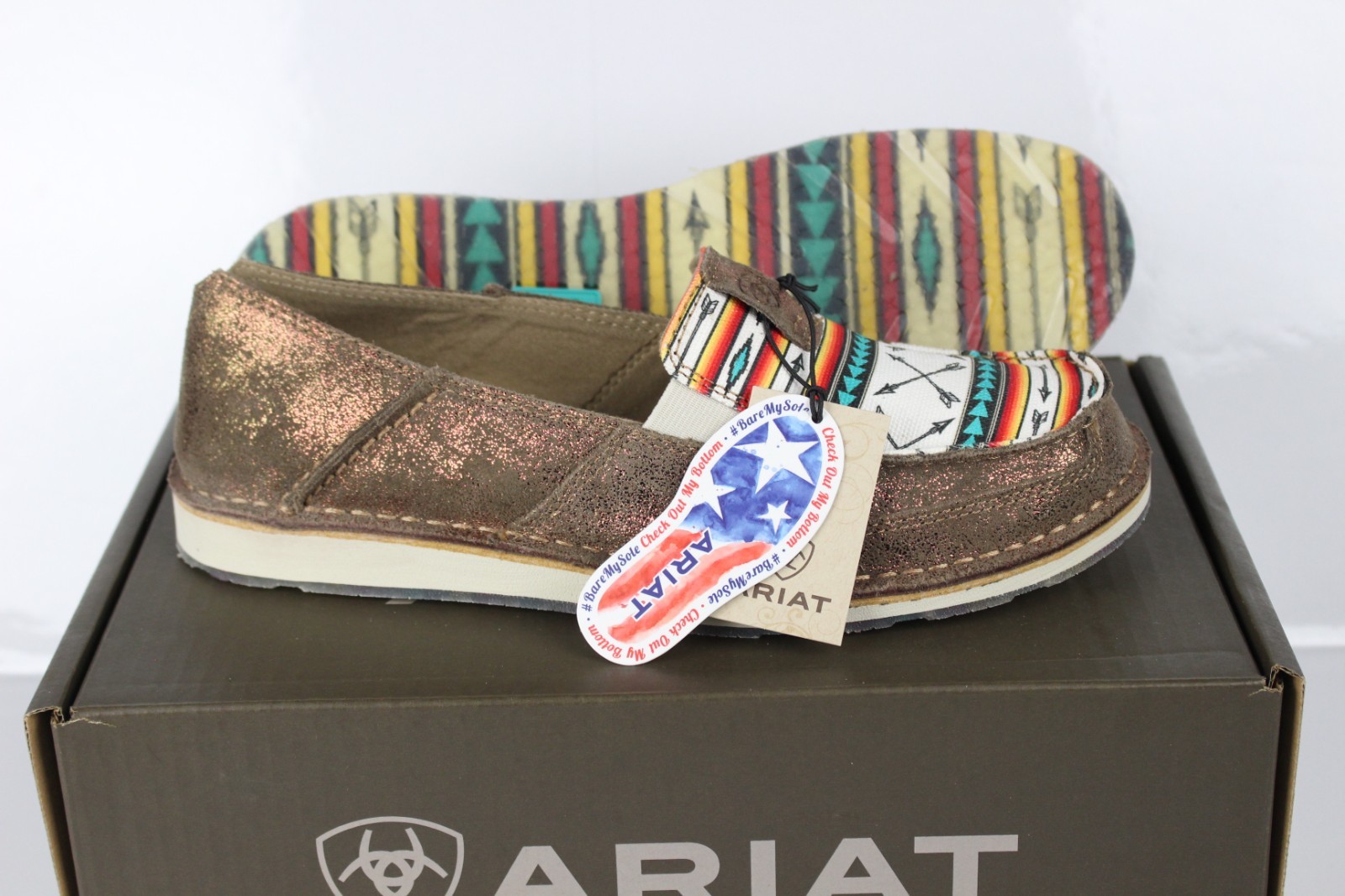 Ariat Women's Cruiser Slip On Shoes Rose Gold Aztec Arrow Print 10046918
