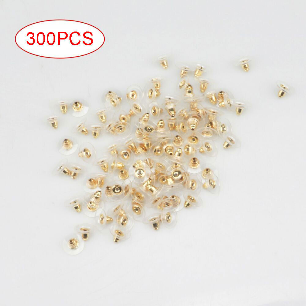 300x Earring Backs Post Backings stopper Silver Golden Stud secure Hook Earring
