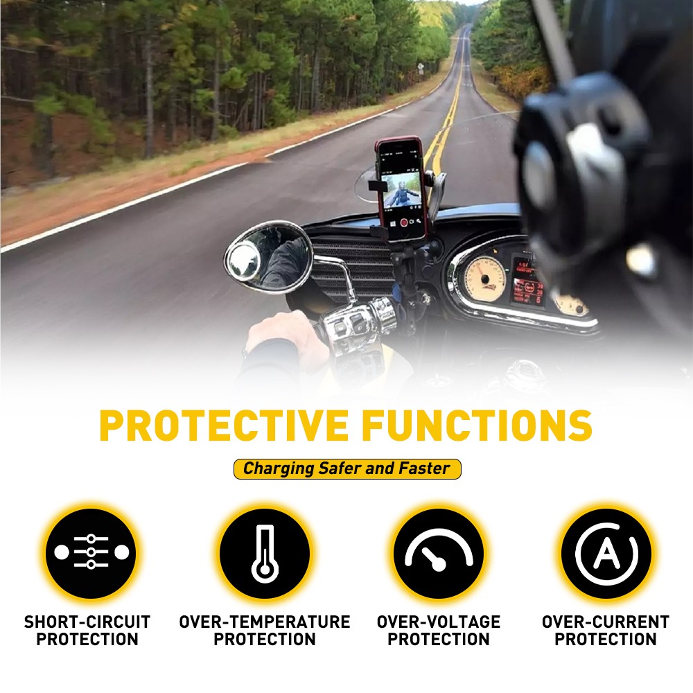 QC 3.0 Motorcycle Dual USB Phone GPS Super Fast Charger Adapter LED Waterproof