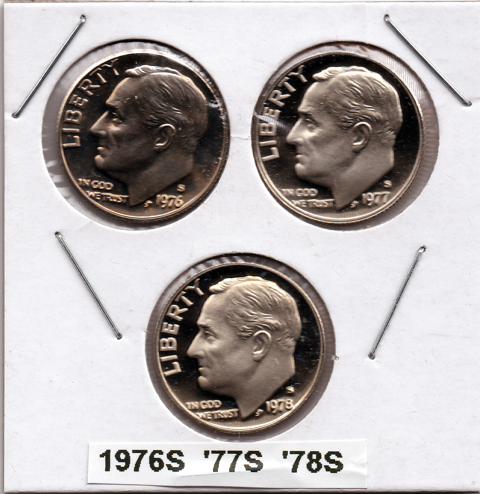 1976-S to 1978-S Cameo ROOSEVELT PROOF DIME Run of 3 From Proof Sets