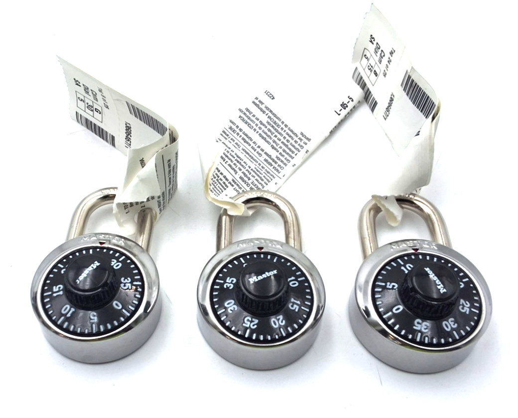 Master Lock 1525EZRC Combination Padlocks School Gym Locker Locks 3 Pack NEW