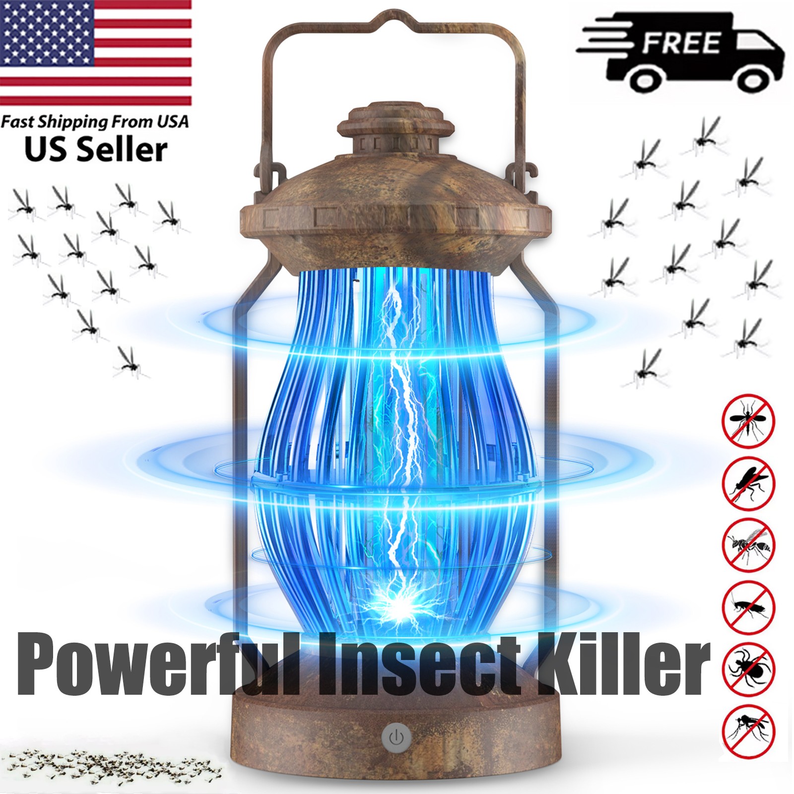 Portable Bug Zapper Mosquito Fly Insect Killer Indoor Outdoor Vintage Trap Lamp