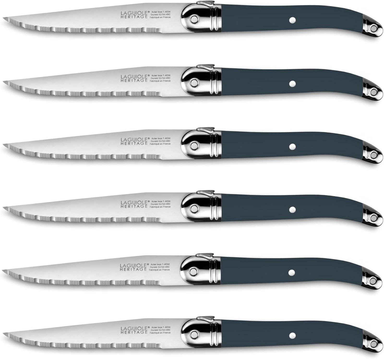 Set of 6 knives - Laguiole Héritage - Made In France (Blue) Blue