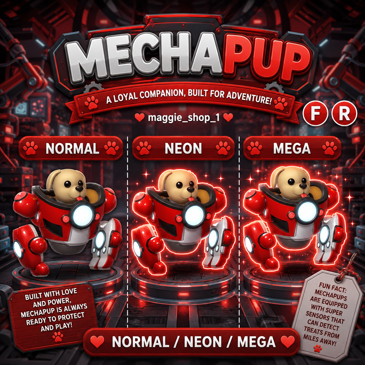 Mechapup FR Normal/Neon /Mega ✨ Adopt From Me Today ✨ Top Picks