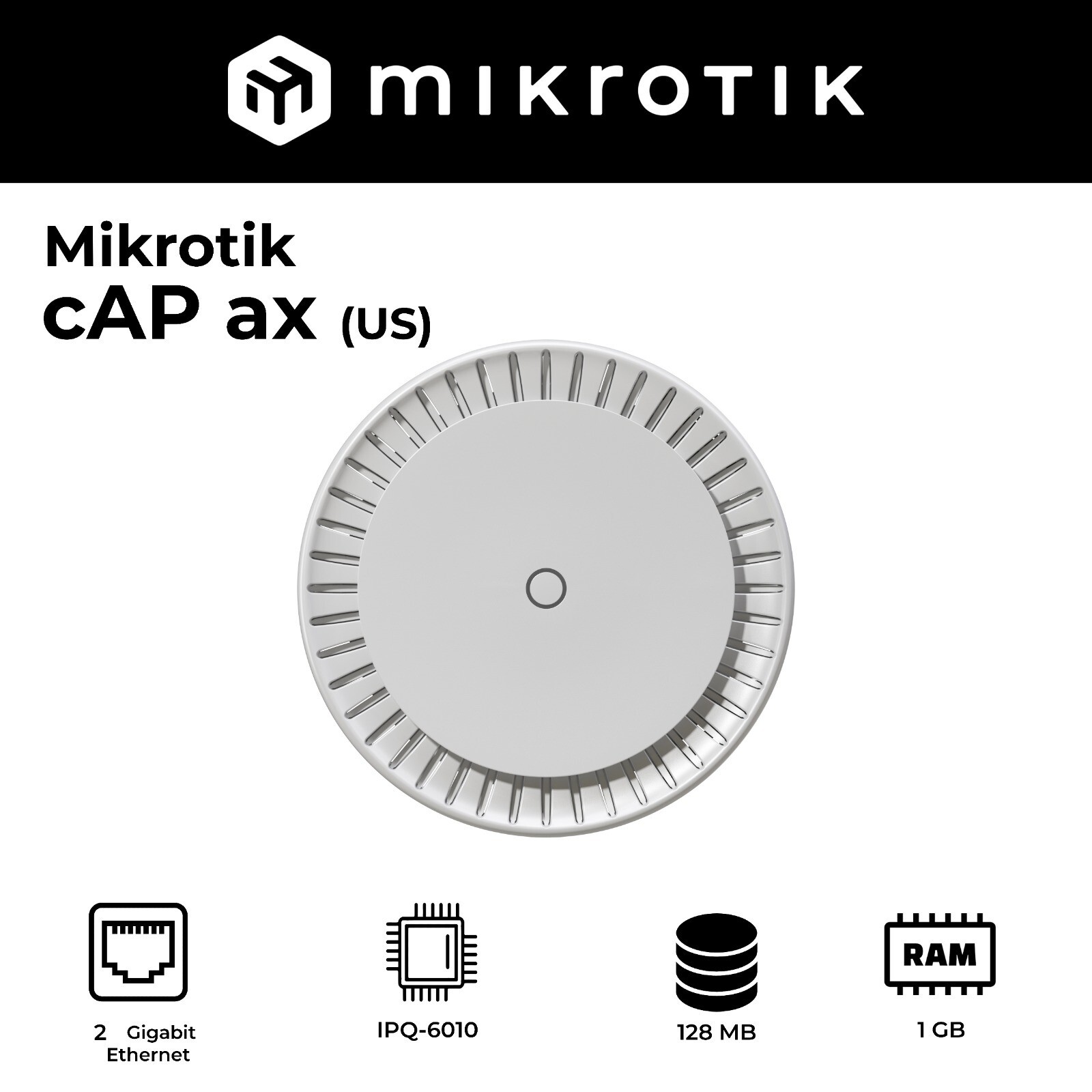 MikroTik cAP ax Gen 6 802.11ax Wireless Access Point (cAPGi-5HaxD2HaxD-US)