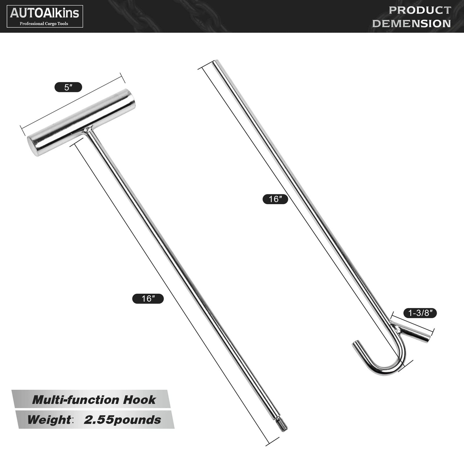 Heavy Duty 5th Wheel Pin Puller, 2 Pack 32" Solid Steel Chrome Plated Fifth W...