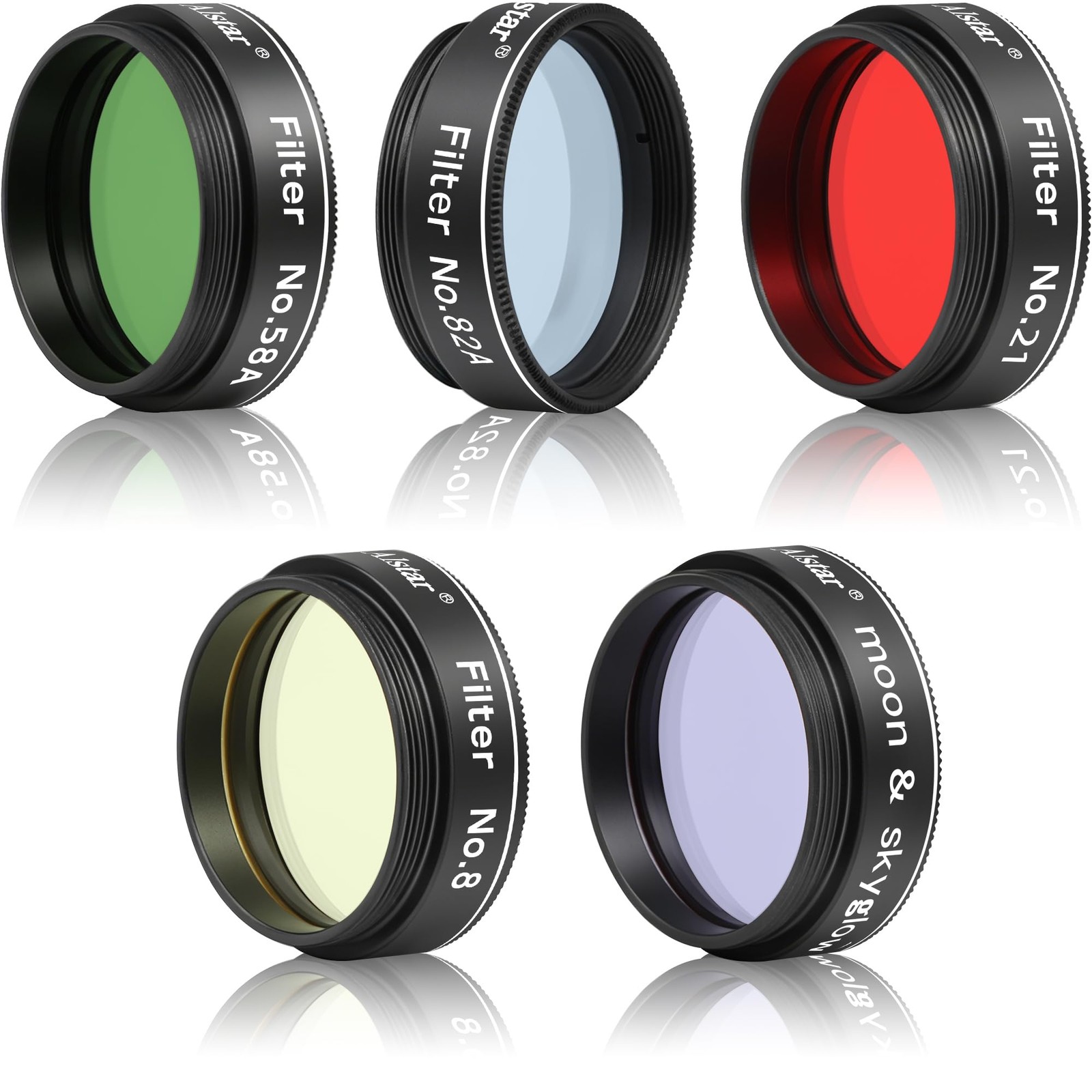 Alstar Telescope Filter 5Pcs 1.25 Inch Filters Kit for Eyepiece&Accessories